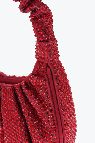 All Over Rhinestone Satin GABBI Mini Hobo Bag