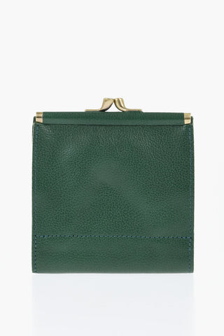 Solid Color Textured Leather Wallet with Clic-Clac Closure