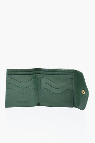 Solid Color Textured Leather Wallet with Clic-Clac Closure