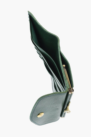 Solid Color Textured Leather Wallet with Clic-Clac Closure