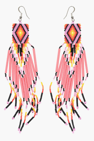 Glass Beads NAVAJP Hoop Earrings with Sterling Silver Hook