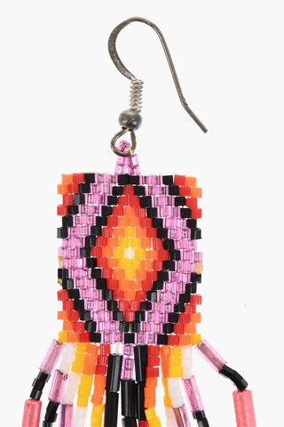 Glass Beads NAVAJP Hoop Earrings with Sterling Silver Hook