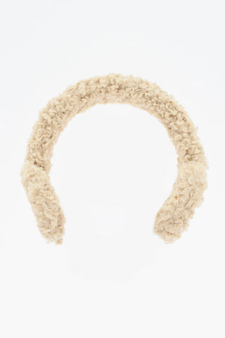 DIORALPS Solid Color Faux Fur Earmuff with Logoed Detail