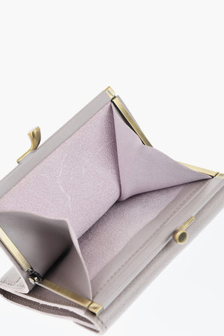 Solid Color Textured Leather Wallet with Clic-Clac Closure