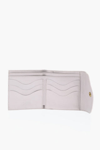 Solid Color Textured Leather Wallet with Clic-Clac Closure