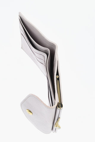 Solid Color Textured Leather Wallet with Clic-Clac Closure
