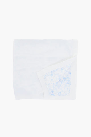 Cotton Blanket with One Side in Toile de Jouy Pattern