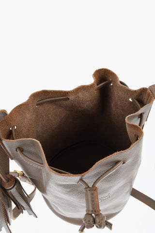 Textured Leather Bucket Bag