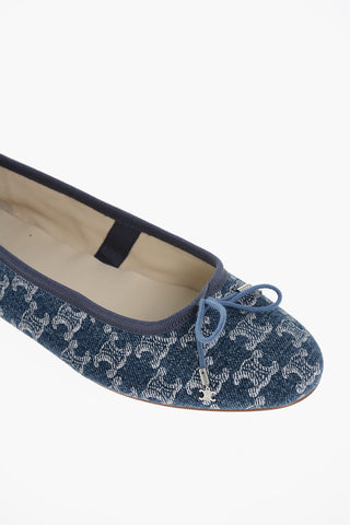 Monogram Patterned TIOMPHE Denim Ballet Flats
