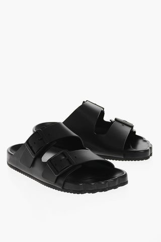 Leather SUNDAY Sliders with Double Buckle
