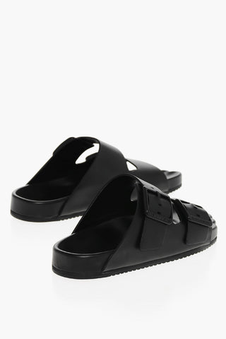 Leather SUNDAY Sliders with Double Buckle