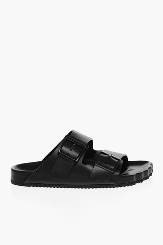 Leather SUNDAY Sliders with Double Buckle