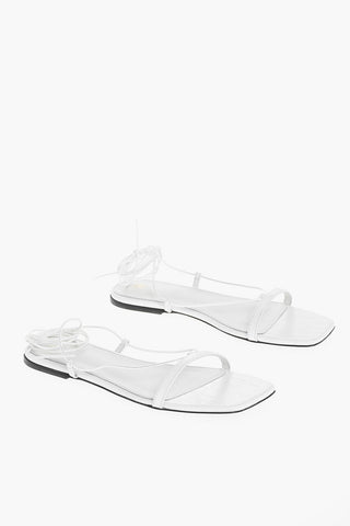 Croco Embossed Leather Lace-up Sandals