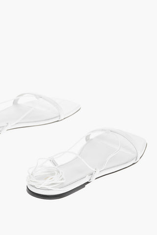 Croco Embossed Leather Lace-up Sandals