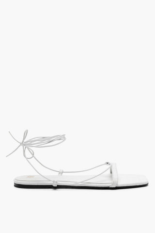 Croco Embossed Leather Lace-up Sandals
