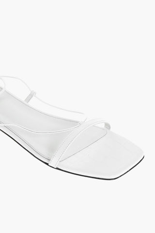 Croco Embossed Leather Lace-up Sandals