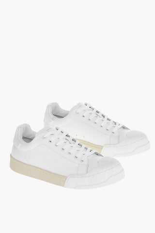 Monochrome Leather Sneakers with Rubber Toe