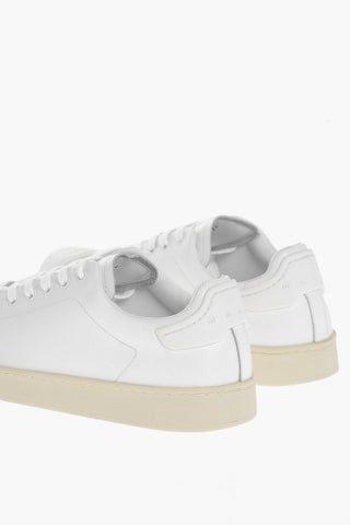 Monochrome Leather Sneakers with Rubber Toe