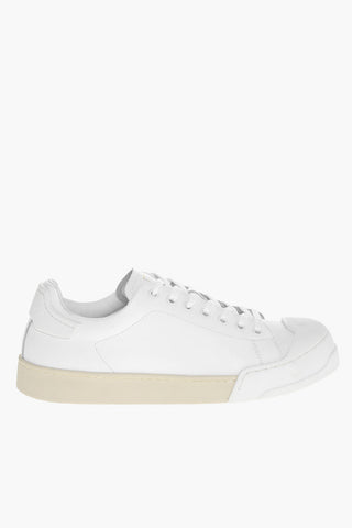 Monochrome Leather Sneakers with Rubber Toe