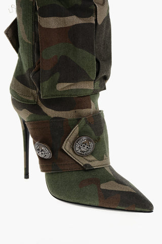 Camouflage Denim Boots with Pockets 11cm