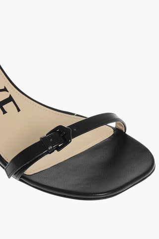 Leather PETAL BRUSH Sandals with Design Heel 6cm