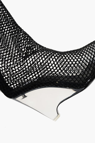 Overknee-Stiefel aus Mesh mit 11 cm Plexiglas-Keilabsatz