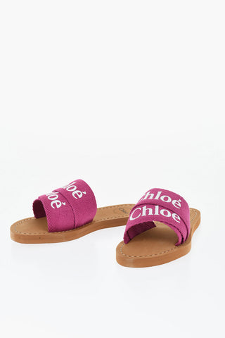 Fabric Sandals with Logo Print