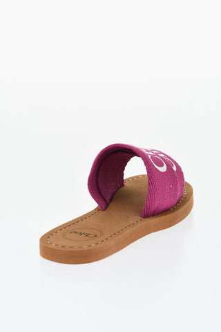 Fabric Sandals with Logo Print