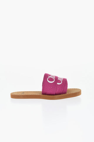 Fabric Sandals with Logo Print