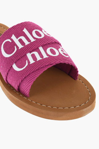 Fabric Sandals with Logo Print