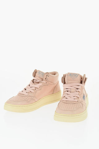 Sneakers Mid-Top in Pelle a Tinta Unita
