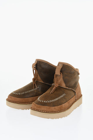 Craquelè Suede Boots with Visible Stitches