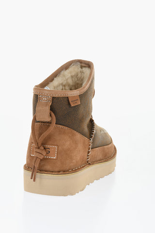 Craquelè Suede Boots with Visible Stitches