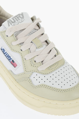 Two-Tone Leather Low-Top Sneakers