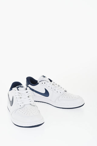 AIR JORDAN Leather Low Top Sneakers with Contrasting Details