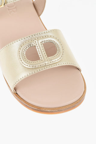Metallic leather Ankle Strap Sandals