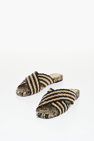 Two-Tone Raffia PAT Sandals with Crossed Band