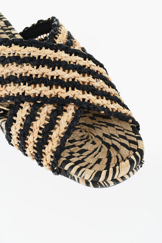 Two-Tone Raffia PAT Sandals with Crossed Band