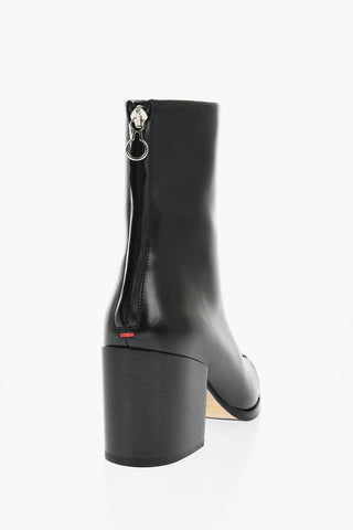 Leather Lace-Up Boots with Heel 8cm