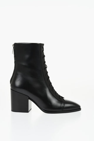 Leather Lace-Up Boots with Heel 8cm