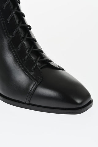 Leather Lace-Up Boots with Heel 8cm