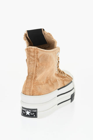 RICK OWENS DRKSHDW Sneakers Alte DBL DRKSTAR in Canvas con Suola Platform 5.5cm