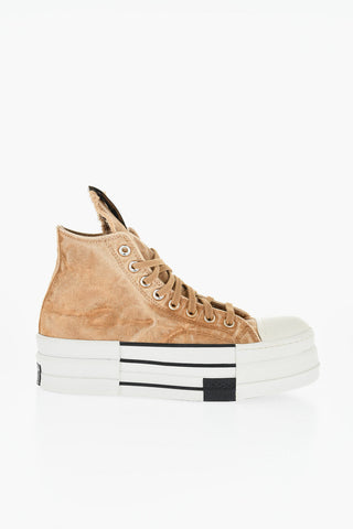RICK OWENS DRKSHDW Sneakers Alte DBL DRKSTAR in Canvas con Suola Platform 5.5cm