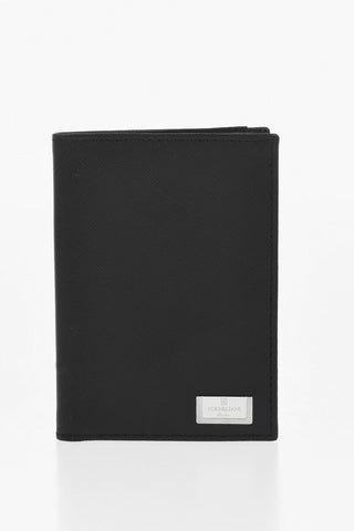 Saffiano Leather Wallet with Silver-Tone Logo Plaque