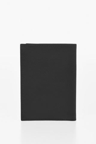 Saffiano Leather Wallet with Silver-Tone Logo Plaque