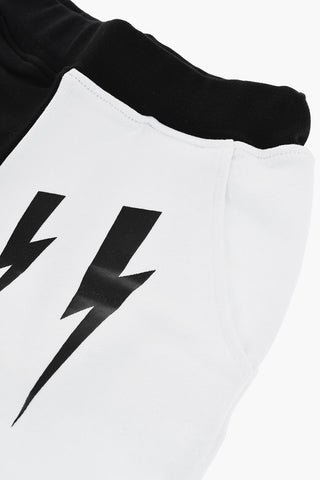 Two-Tone Shorts with Thunderbolts Print