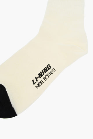 LI-NING Calzini Bicolore con Logo Stampato