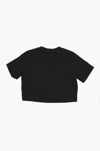 T-Shirt Girocollo in Tinta Unita con Logo Stampato