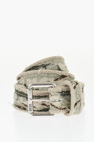 Distressed Canvas Belt with Camo Motif