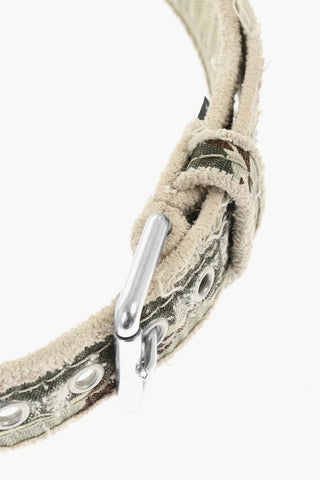 Distressed Canvas Belt with Camo Motif